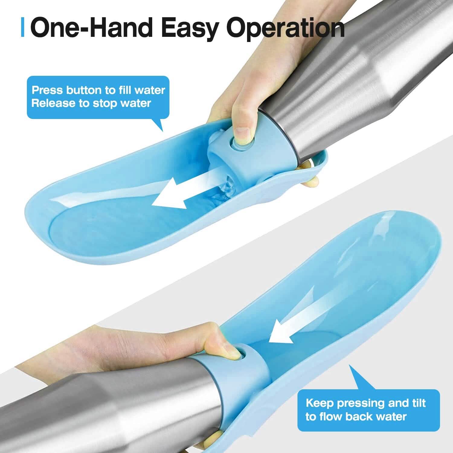 25oz Portable Dog Stainless Steel Water Dispenser Leak Proof Design