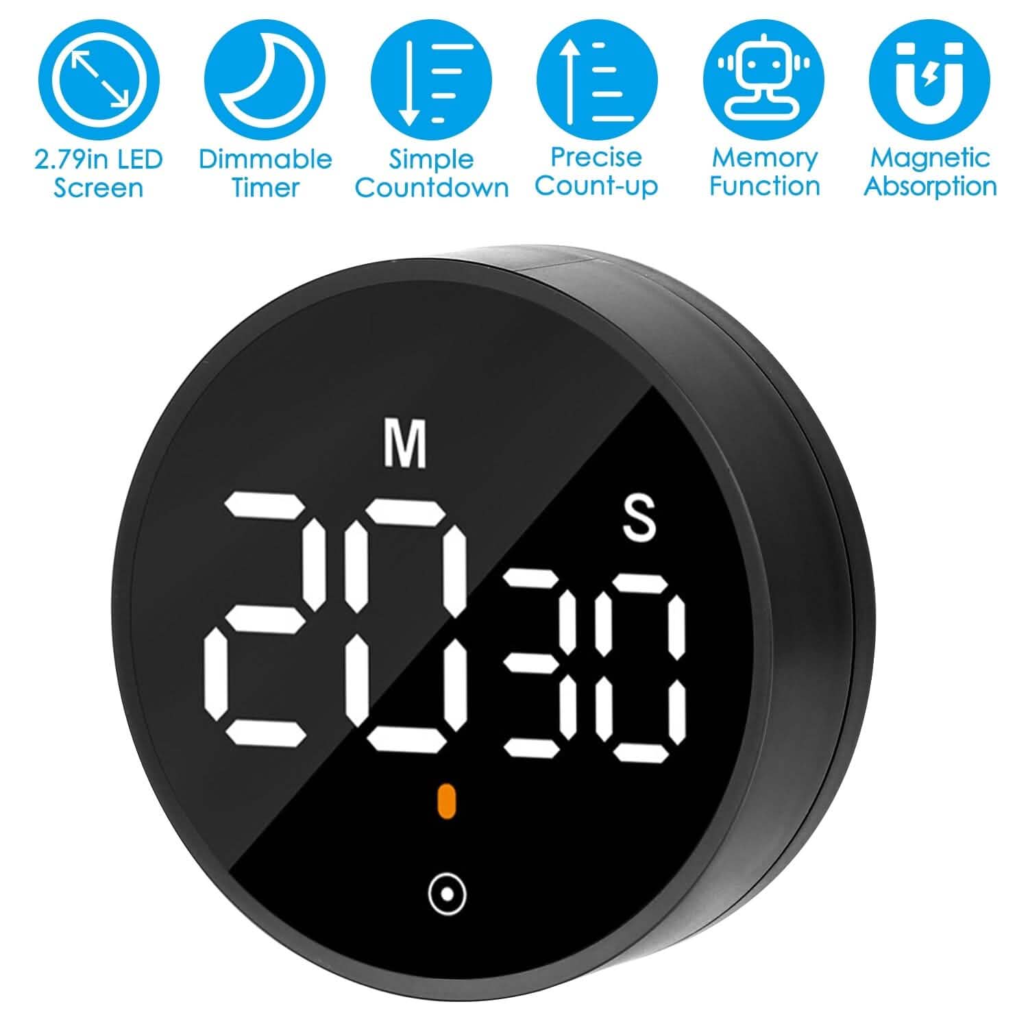 2.79" LED Digital Electronic Countdown Timer Dimmable Mutable Magnetic Clock
