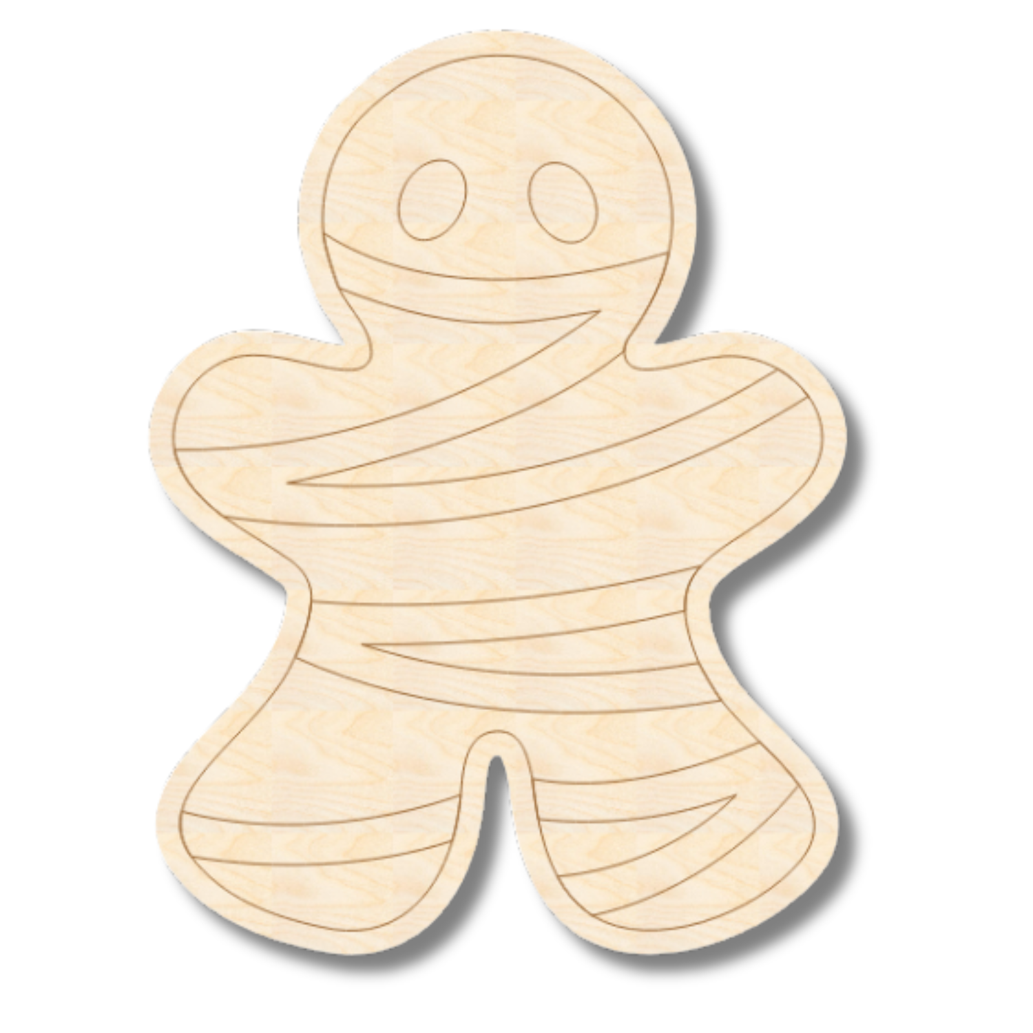 Unfinished Wood Etched Cute Mummy Shape | Paint By Line Crafts | up to 30" DIY