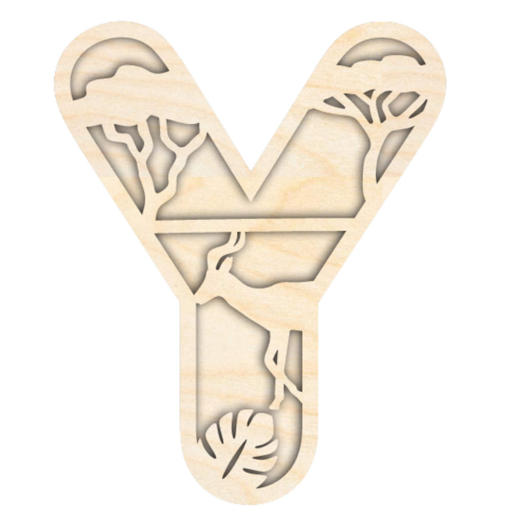 Unfinished Wood Layered Themed Letters | Jungle Animals | A-Z | 2 Piece | up to 24"
