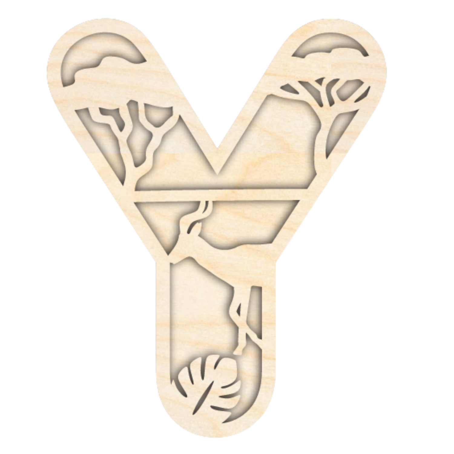 Unfinished Wood Layered Themed Letters | Jungle Animals | A-Z | 2 Piece | up to 24"