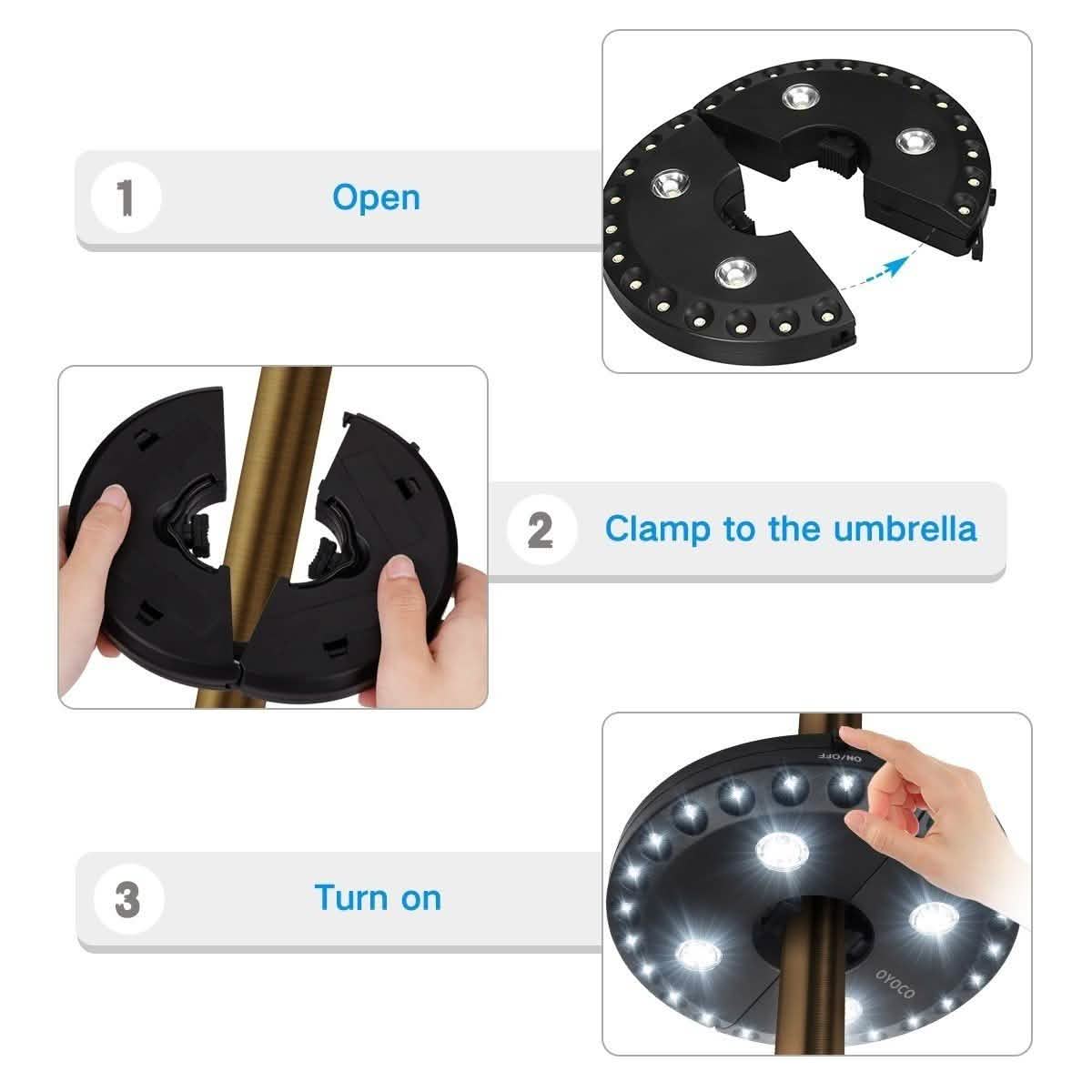 28 LED Patio Umbrella Pole Outdoor Light with Adjustable Brightness