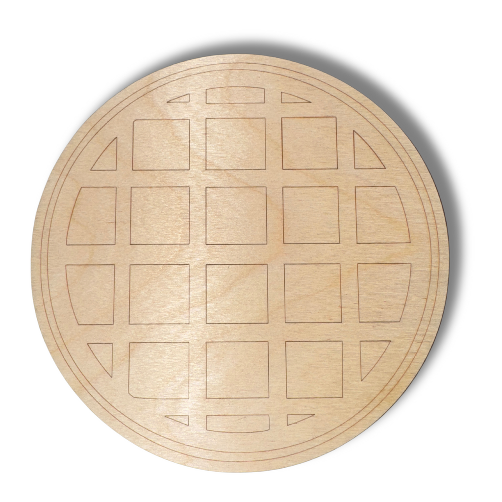 Unfinished Wood Etched Waffles Shape | Paint By Line Crafts | up to 30" DIY