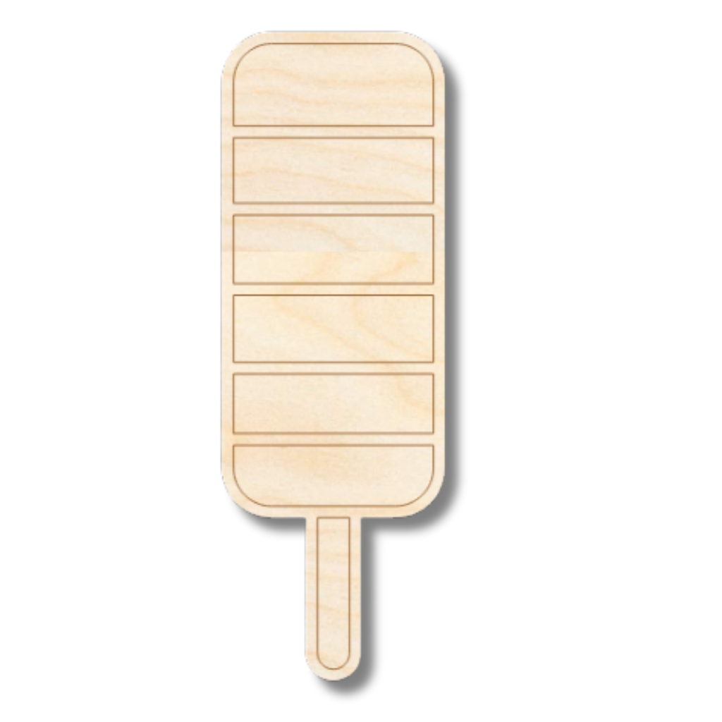 Unfinished Wood Etched Striped Popsicle Shape | Paint By Line Crafts | up to 30" DIY