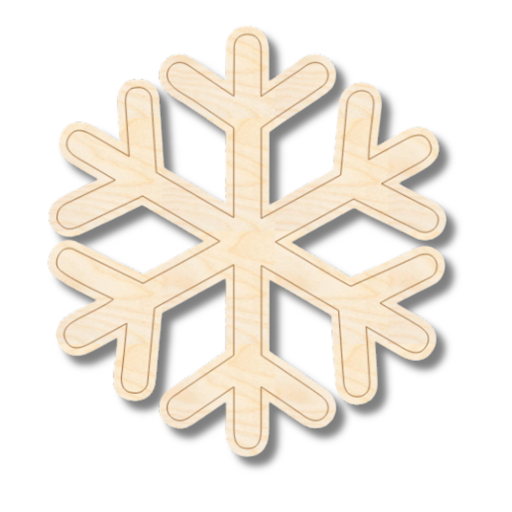 Unfinished Wood Etched Simple Snowflake Shape | Paint By Line Crafts | up to 30" DIY