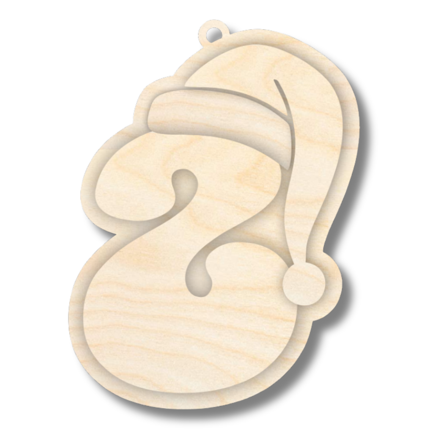 Unfinished Wood Layered Letter Santa Hat Tags | A-Z | 4 Piece | 6" Tall | 1/8" Wood | Wood Craft DIY