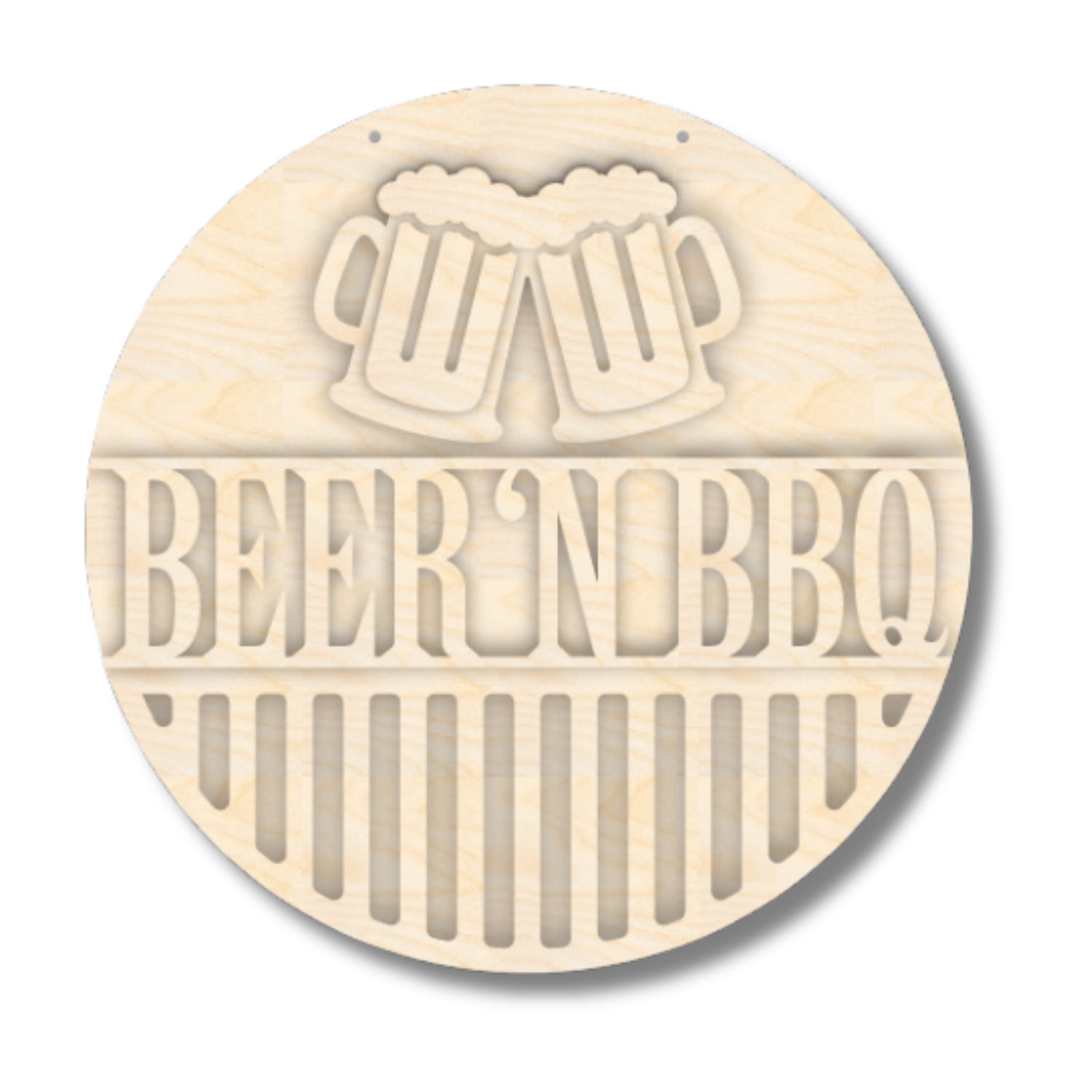 Unfinished Wood Beer N BBQ Door Sign Kit | Wood Craft Cutouts | 1/4" Thick |