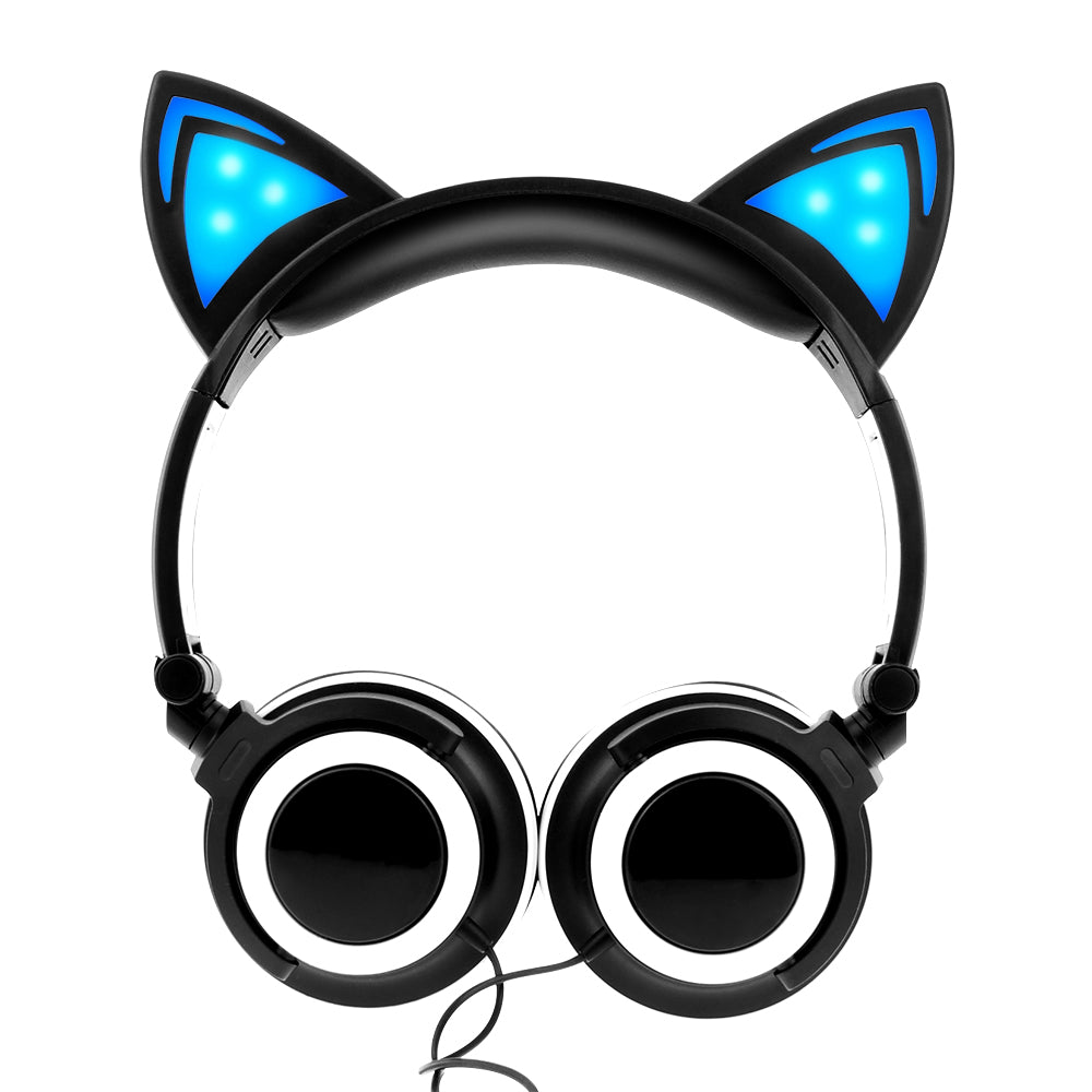 Luxury New Popular Esonstyle Kids Headphones Over Ear with LED Glowing Cat Ears,Safe Wired Kids Headsets 85dB Volume Limited, Food Grade Silicone, 3.5mm Aux Jack, Cat-Inspired Purple Headphones for Girls and Kids