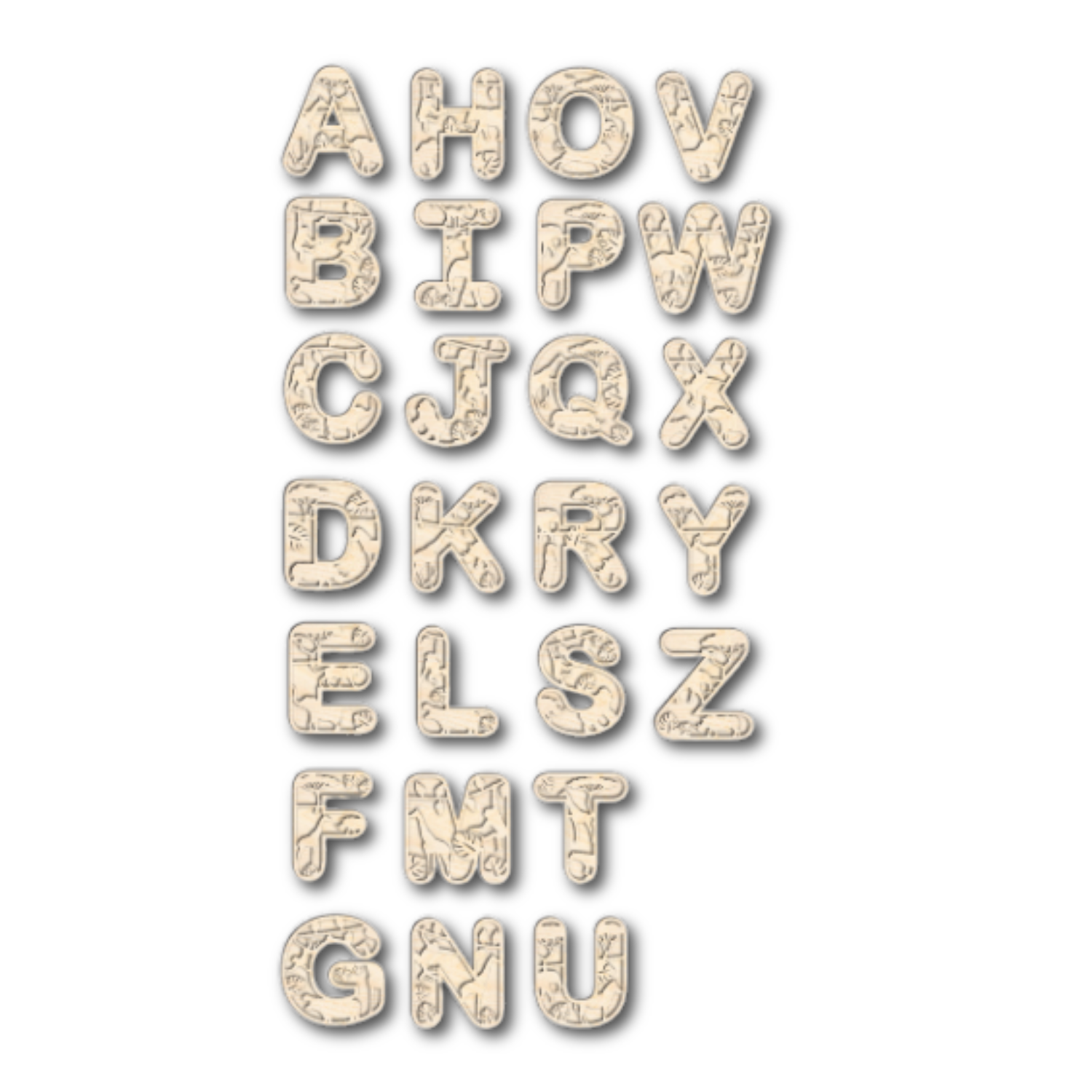 Unfinished Wood Layered Themed Letters | Jungle Animals | A-Z | 2 Piece | up to 24"