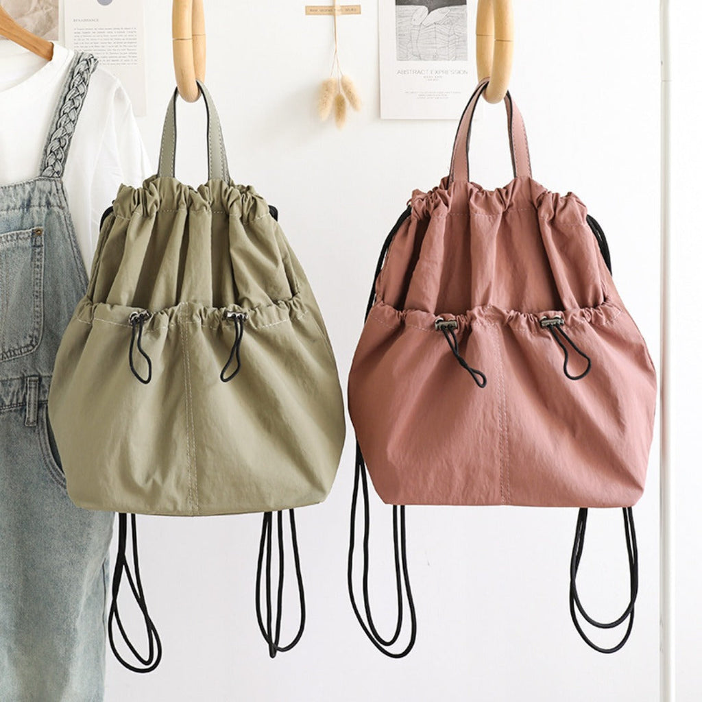 Casual Versatile Drawstring Bucket Bag for Female - Textured Nylon Backpack, Lightweight & Portable Travel Companion (Copy)
