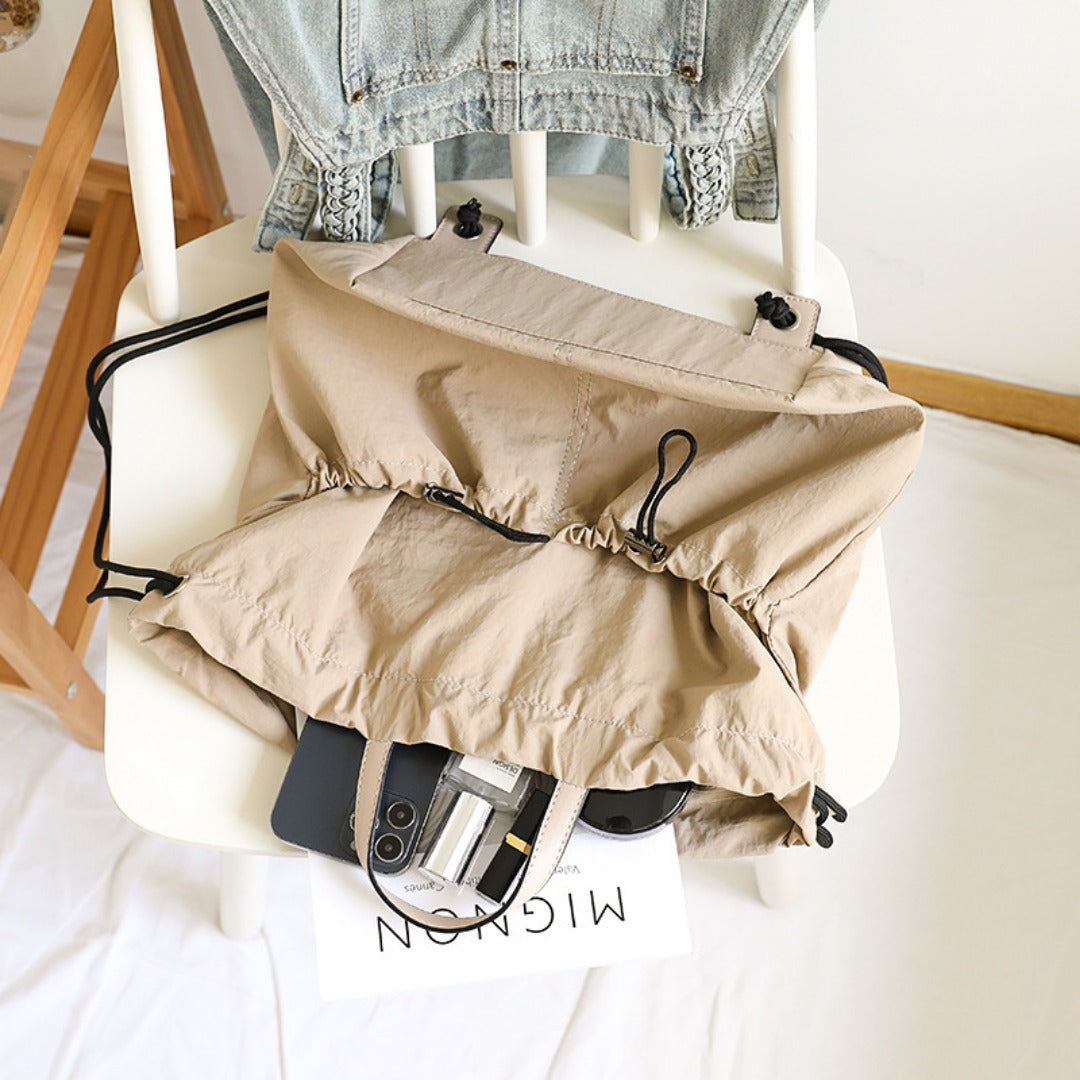 Casual Versatile Drawstring Bucket Bag for Female - Textured Nylon Backpack, Lightweight & Portable Travel Companion (Copy)
