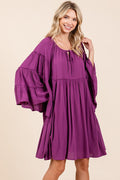 Frill Tie Neck Bell Sleeve Dress For Women – Elegant, Chic and Feminine Dress with Playful Frills and Bell Sleeves