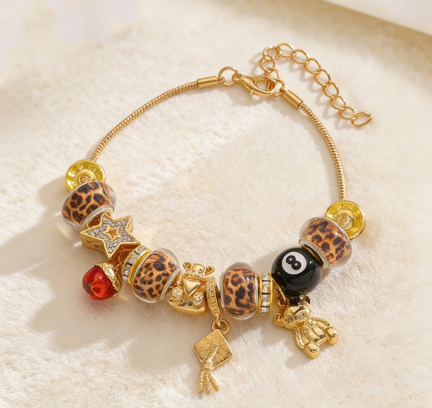 Leopard Star Bear Beaded Bracelet
