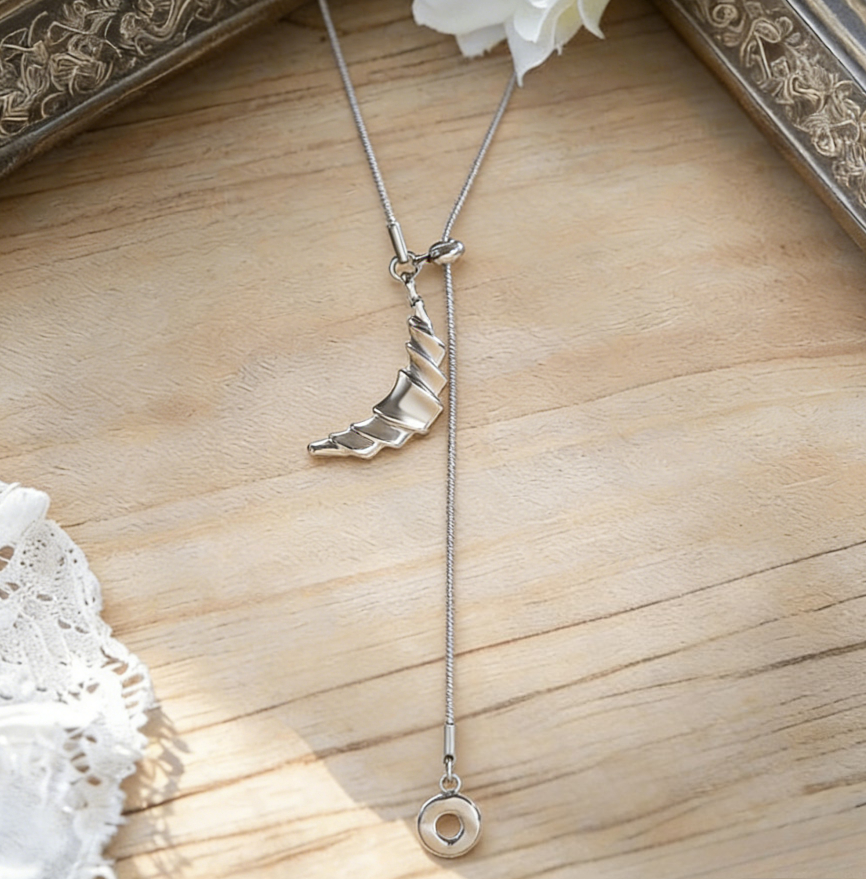 Silver Minimalist Croissant Donut Long Necklace