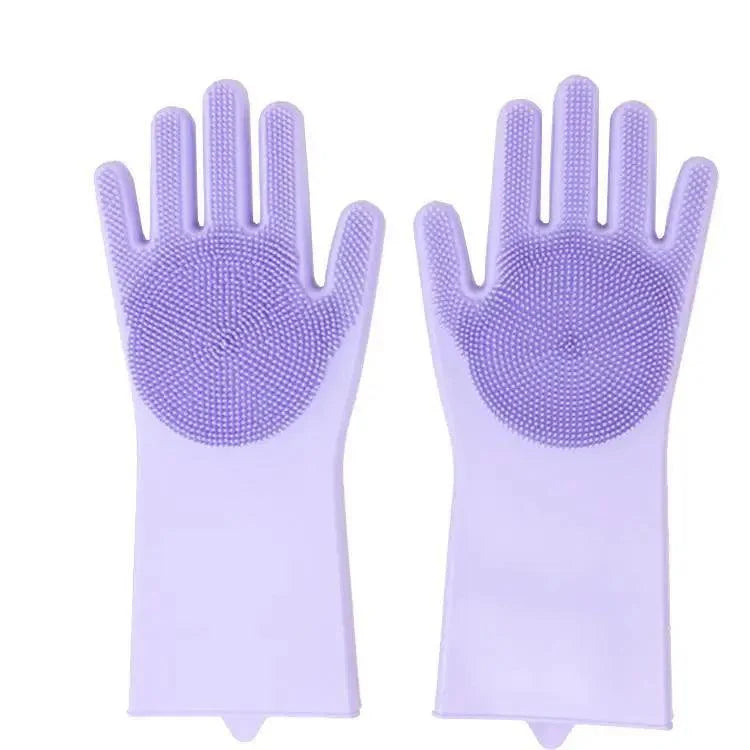 2PCS Cleaning Sponge Gloves Multifunction Silicone Cleaning Magic Gloves Dish Washing Gloves For Kitchen Household Plate Washing  Reusable Cleaning Gloves For Housework