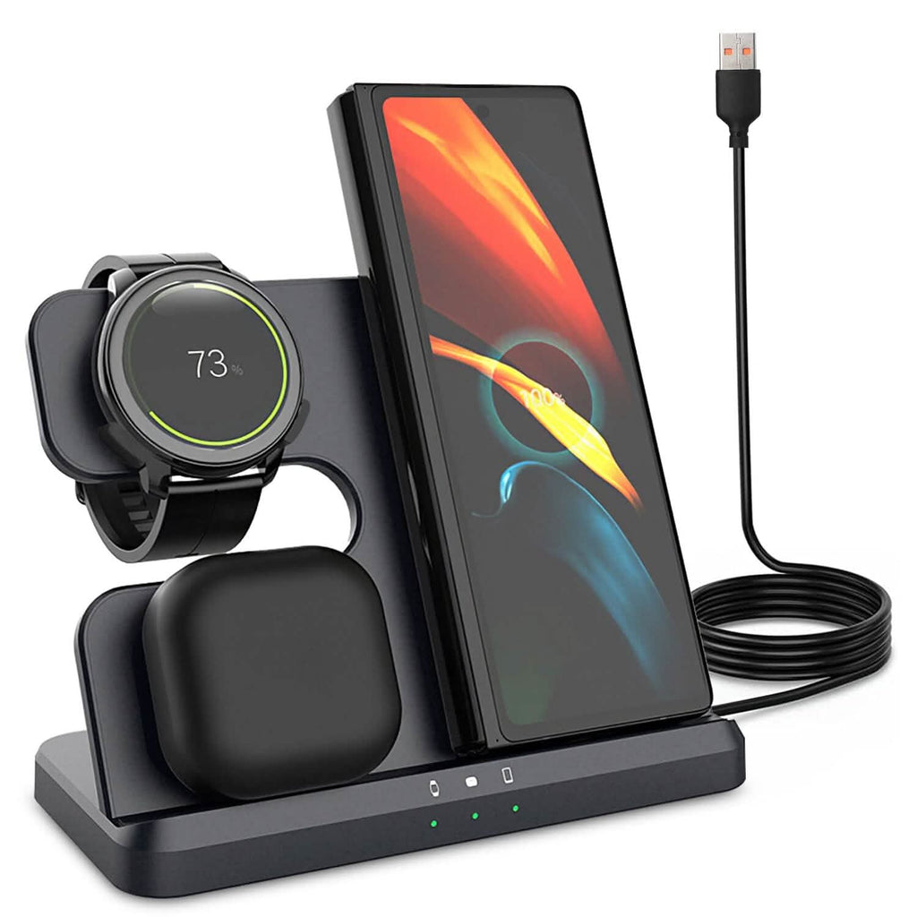 3-in-1 Fast Wireless Charger for Qi-enable Phones, Earphones and Watches