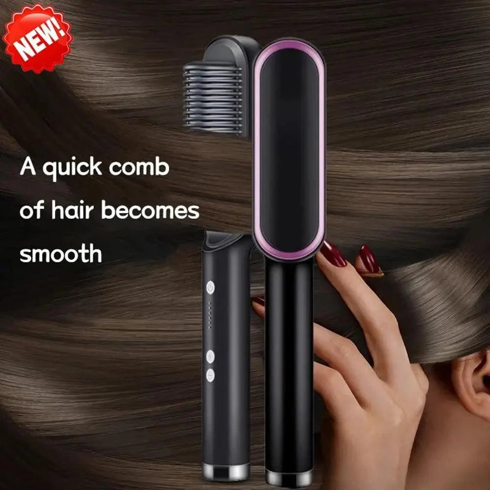 3 IN 1 Multifunctional Hair Straightener Comb Hair Black Red Straightening Brush Portable Comb Fast Heating Men Beard Straightener For Traveling Perfect Gift For Adults