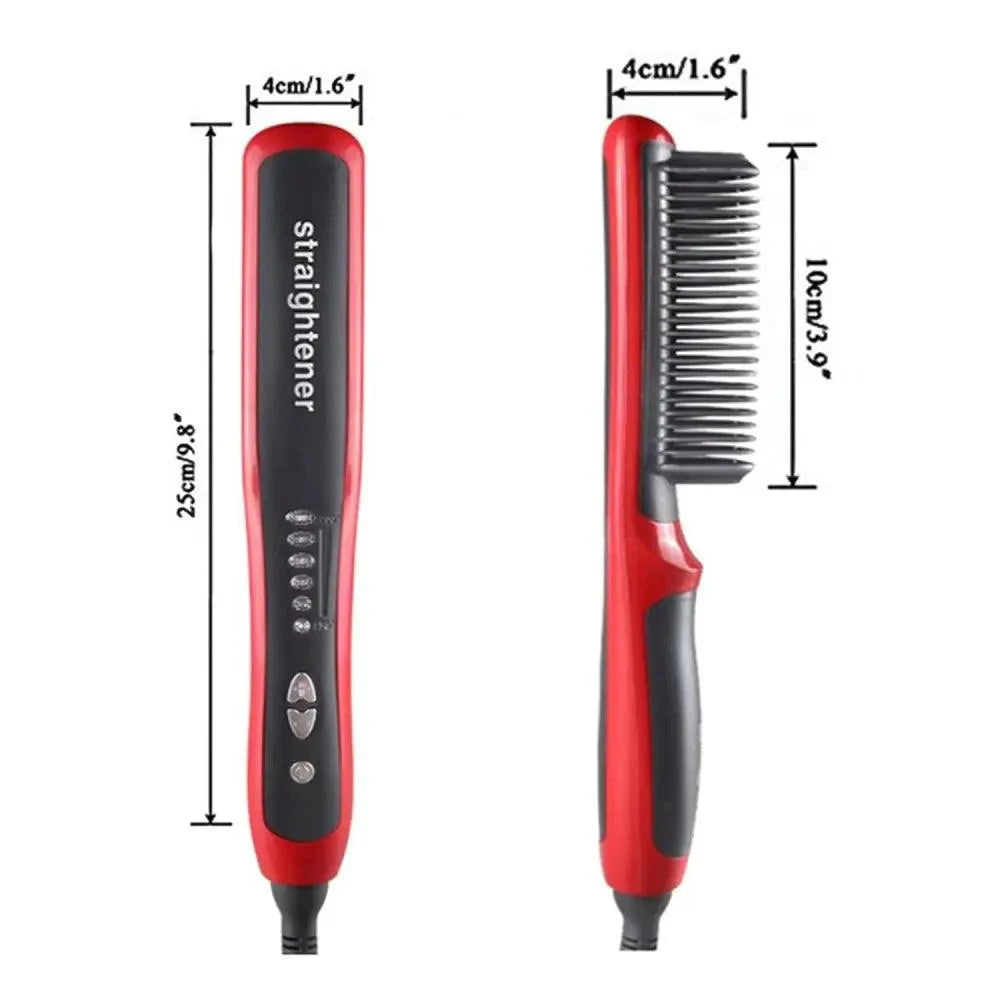 3 IN 1 Multifunctional Hair Straightener Comb Hair Black Red Straightening Brush Portable Comb Fast Heating Men Beard Straightener For Traveling Perfect Gift For Adults