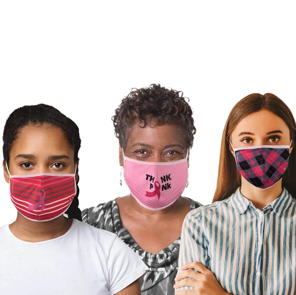 3-Pack: Breast Cancer Awareness Reusable Non-Medical 2-Layer Fabric Face Masks