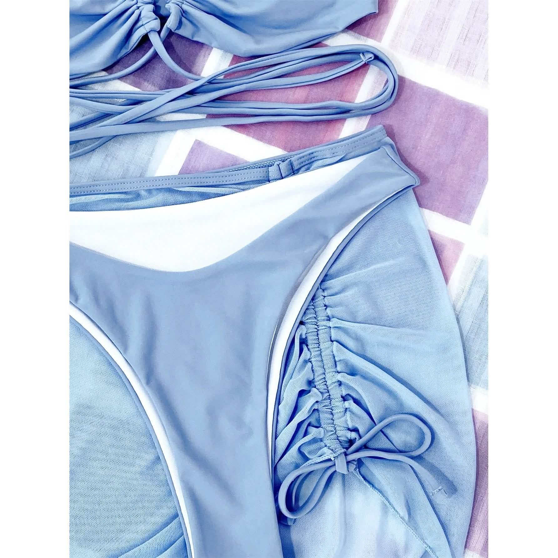 3-Pack: Criss Cross Halter Bikini Swimsuit & Beach Skirt