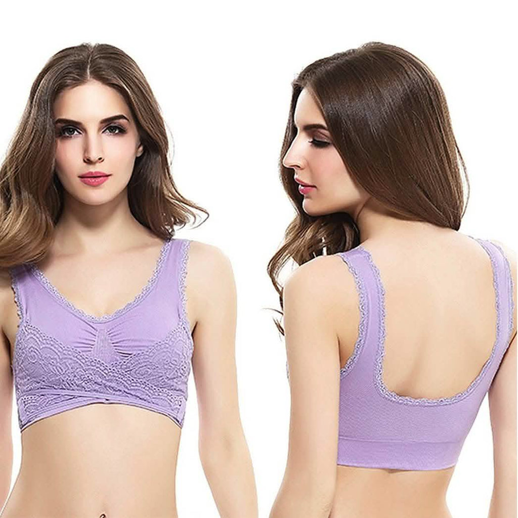3-Pack: Floral Lace-Paneled Modesty Bras