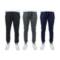 3-Pack: Men's Slim Fitting French Terry Jogger Lounge Pants with Zipper Pockets