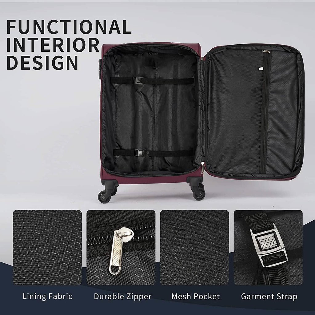 3-Pack: Softside Travel Luggage Set with TSA Lock