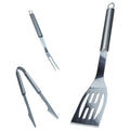 3-Piece: Heavy-Duty BBQ Grilling Stainless Steel Spatula Fork and Tongs