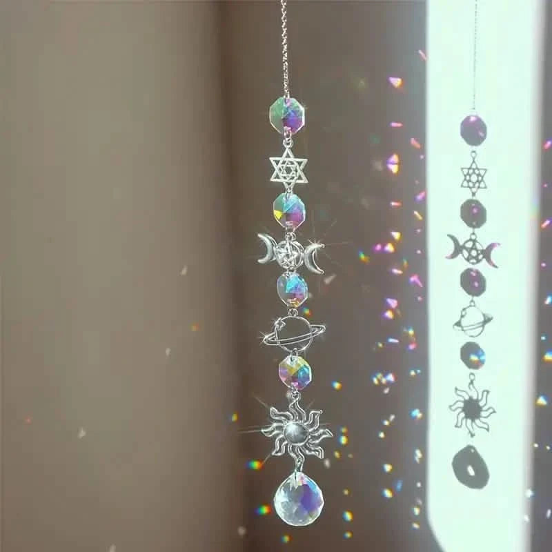 3-Pieces: Crystal Wind Chime Pendant Catcher Diamond Prisms