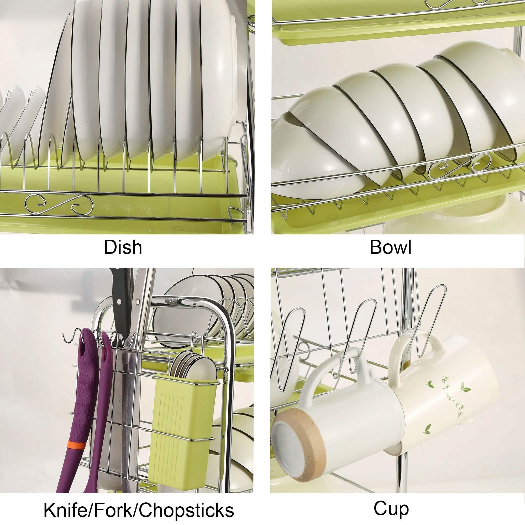 3 Tier Dish Drying Rack Drainer Kitchen Storage Board Cutlery Cup Shelf