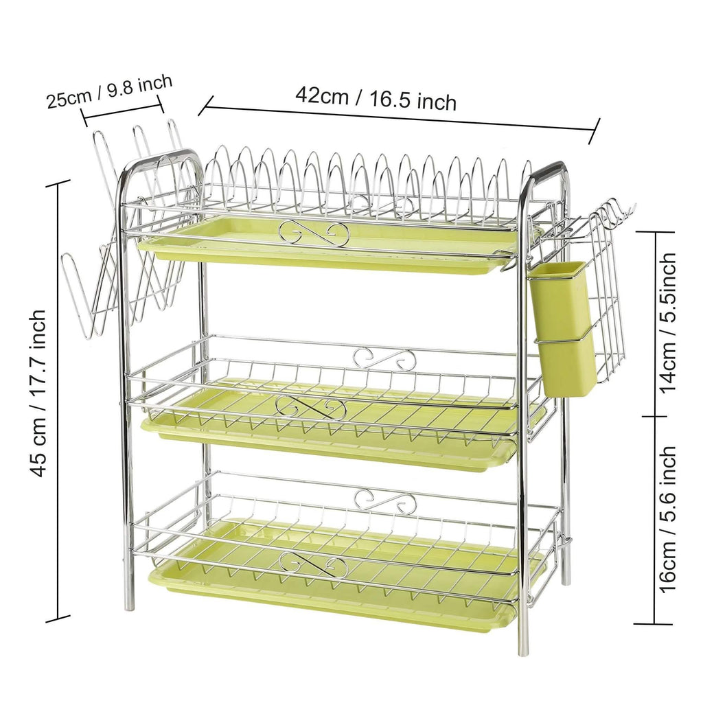 3 Tier Dish Drying Rack Drainer Kitchen Storage Board Cutlery Cup Shelf