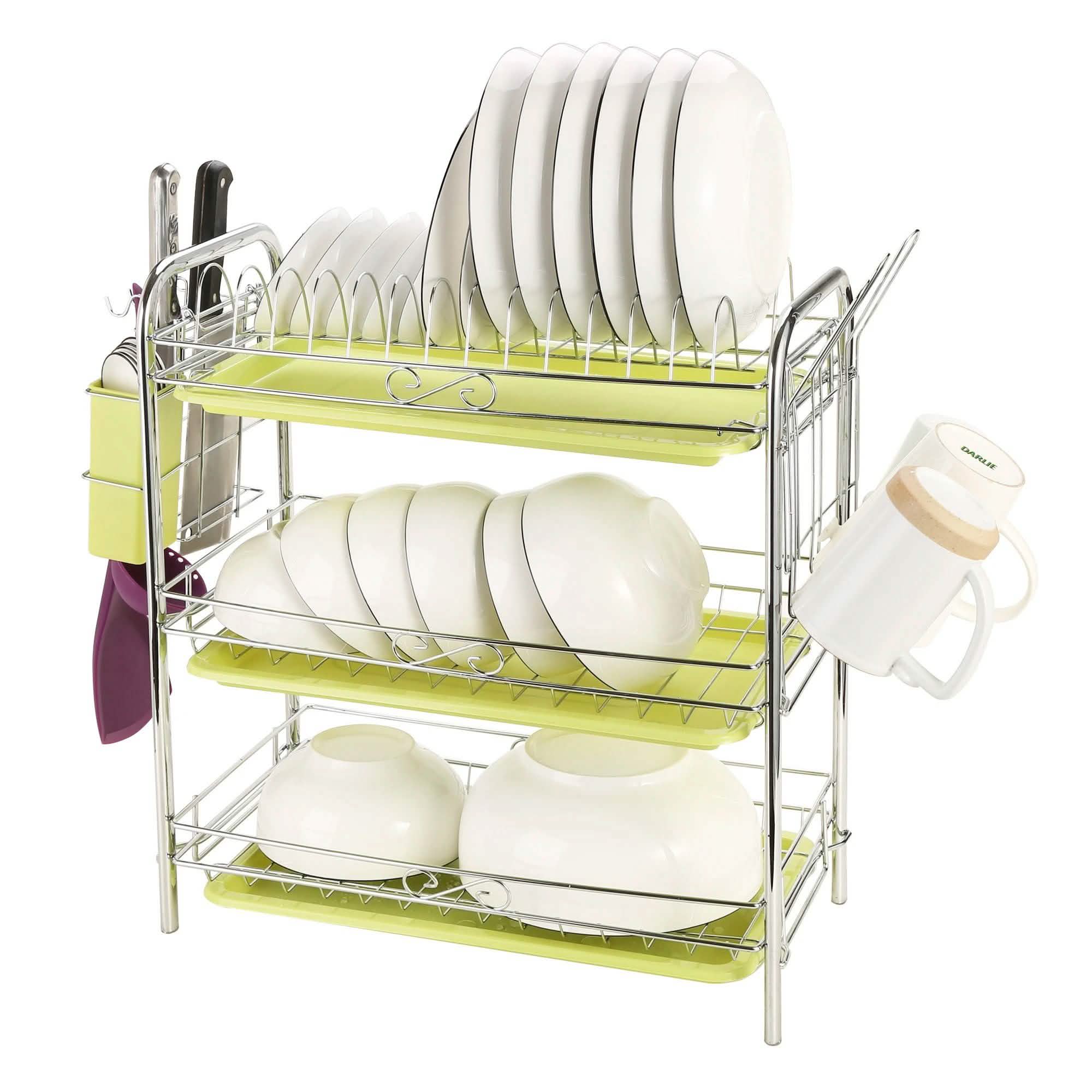 3 Tier Dish Drying Rack Drainer Kitchen Storage Board Cutlery Cup Shelf