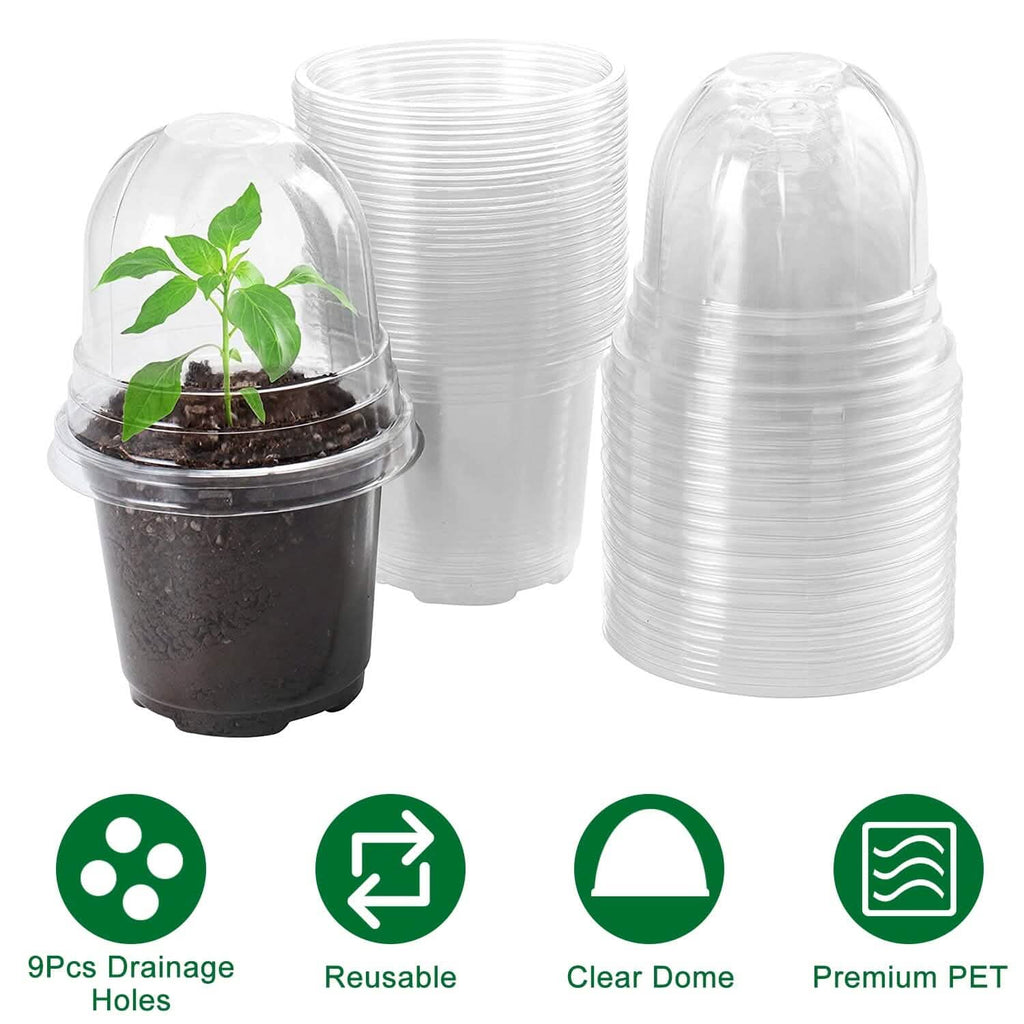 30-Pieces: Plant Nursery Pots PET Flower Seed Starting Pots Container with Dome Drainage Holes