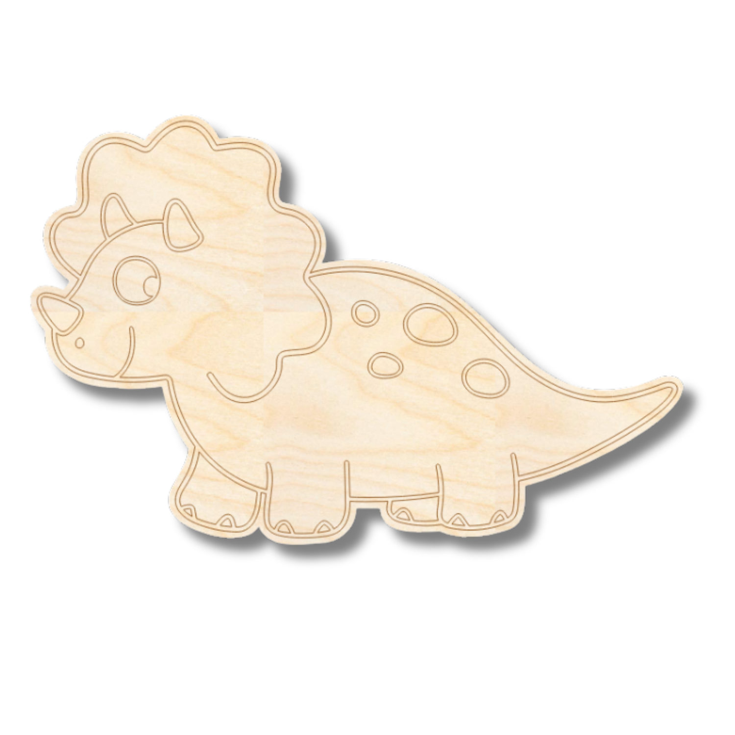 Unfinished Wood Etched Triceratops Shape | Paint By Line Crafts | up to 30" DIY