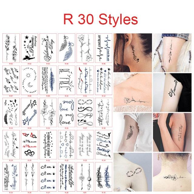 30pcs Temporales Sexy Fake Tattoo For Hands Arm Body Waterproof Luxury Different Small Colorful Stylish Womens Kids Tattoos