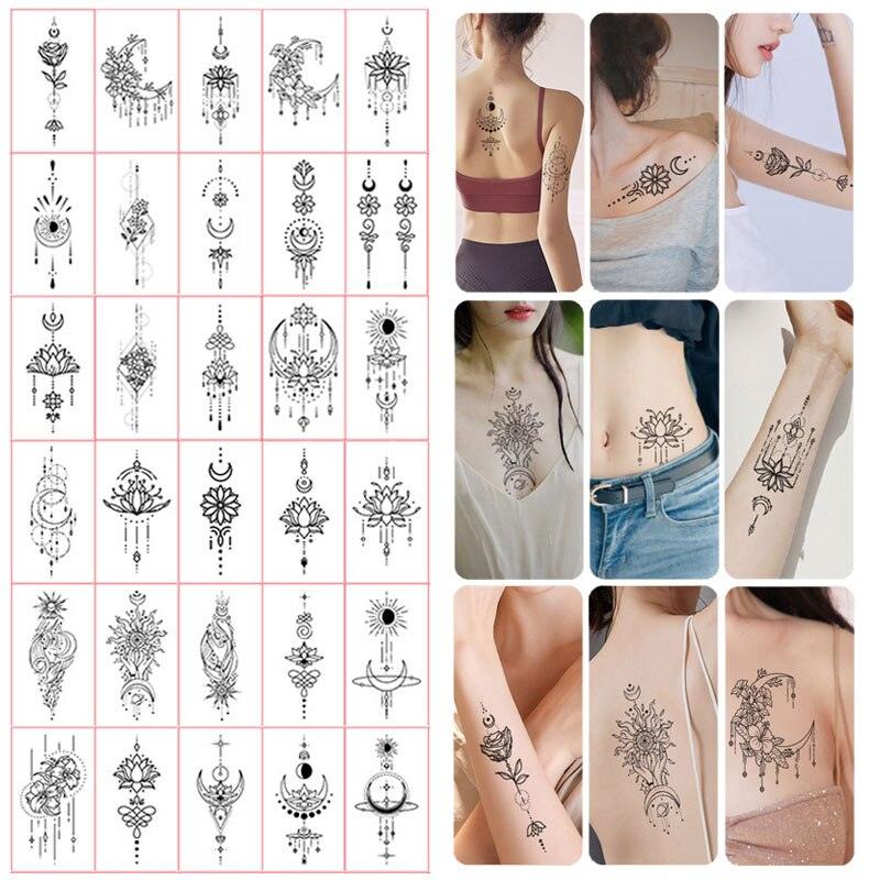30pcs Temporales Sexy Fake Tattoo For Hands Arm Body Waterproof Luxury Different Small Colorful Stylish Womens Kids Tattoos