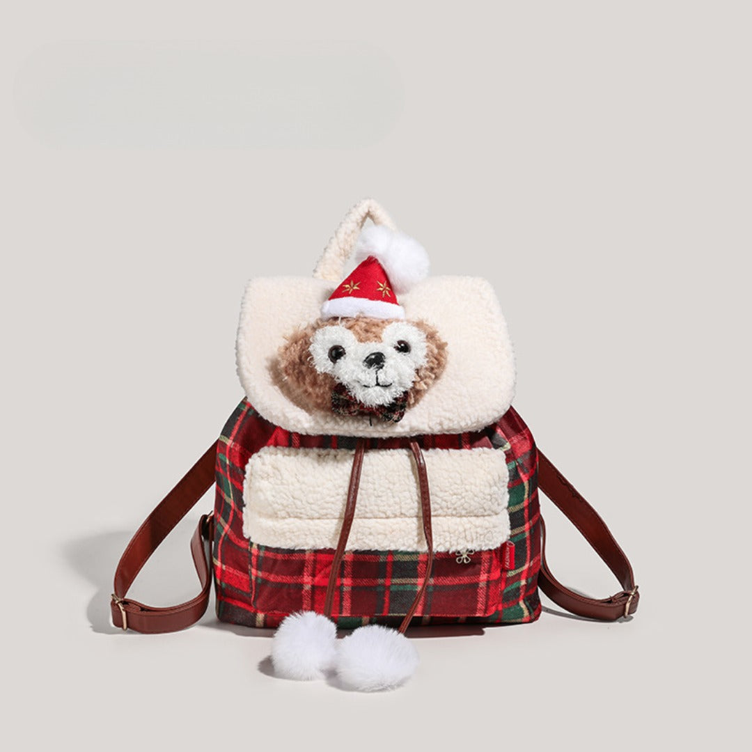 Toddler purse, cute bear backpack, autumn and winter plush backpack purse for girls, day gift christmas backpack small