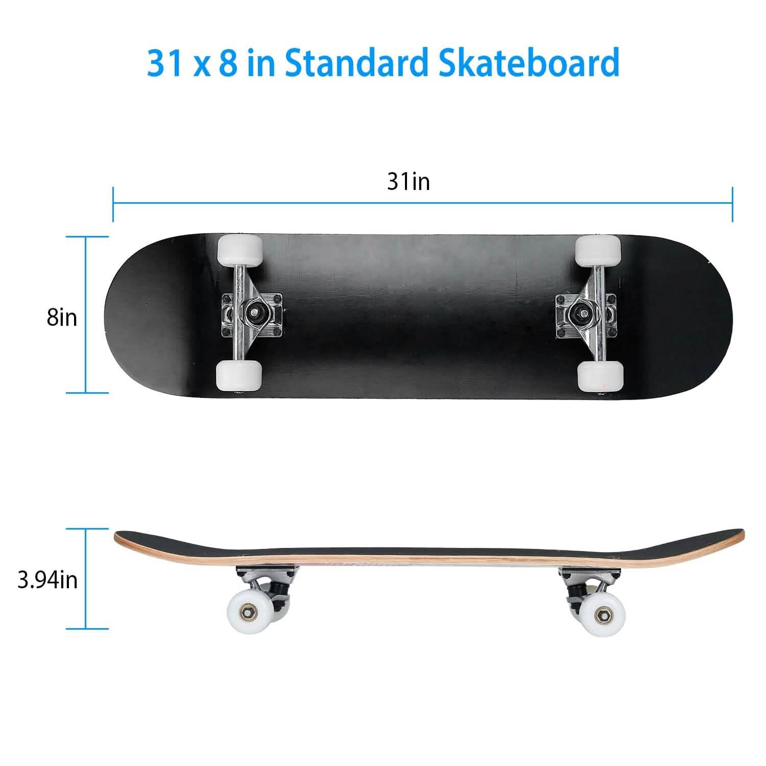 31x8in 9 Layers Maple Concave Skateboard