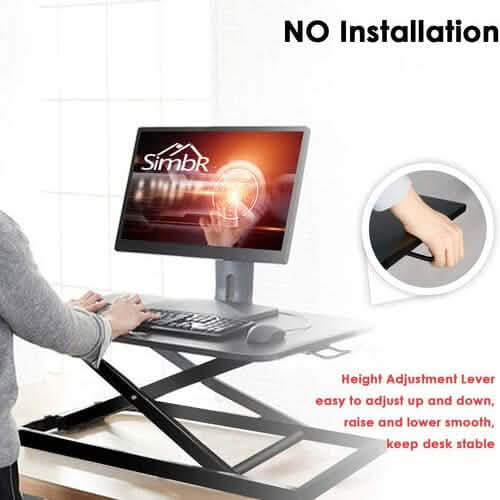 32" Height Adjustable Stand Up Desk Converter Gas Spring Desk Riser Converter Sit to Stand