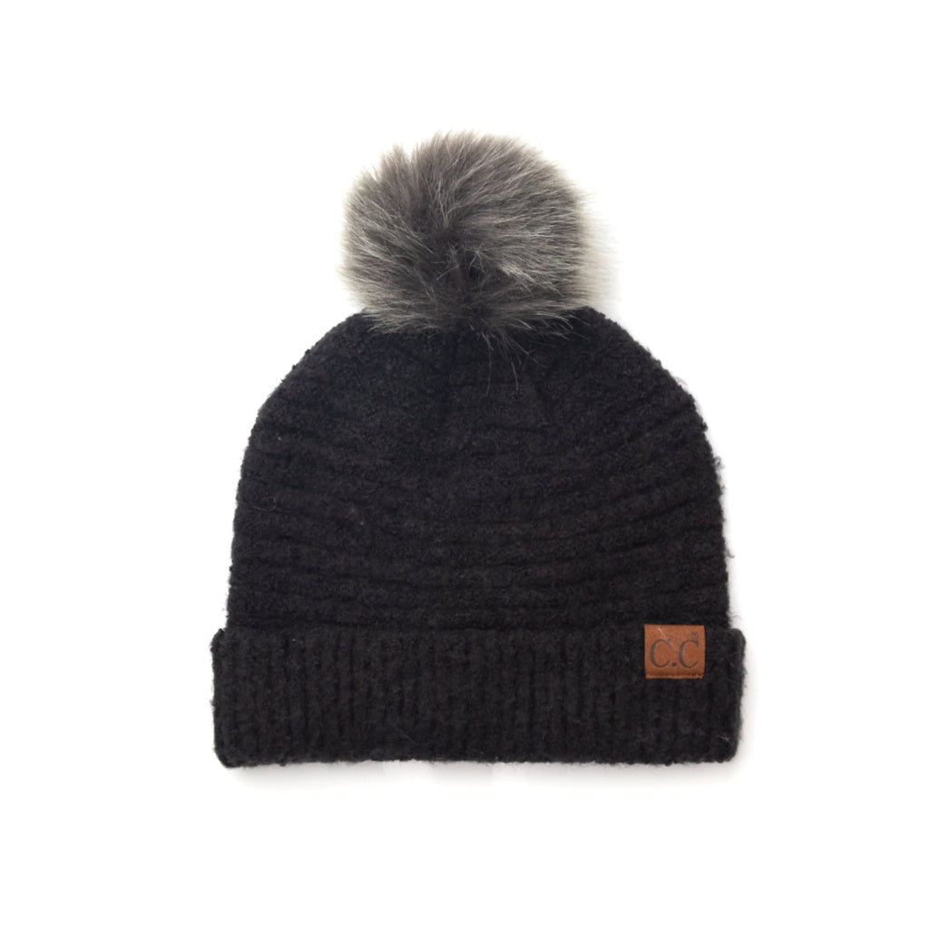 C.C® Ultra Soft Fur Pom Beanie