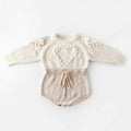 Baby Infant Handmade Love Sweater Knitted Wool Long Sleeve Bodysuit