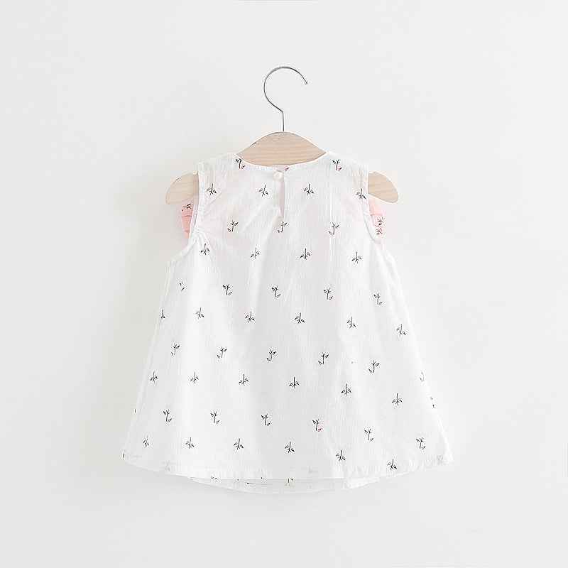 Solid color bow bow floral print halter skirt