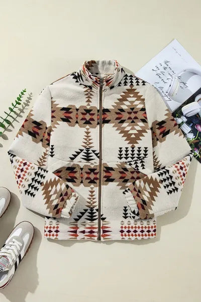 Vintage Colorful Zip Up Mock Neck Jacket Sleek & Versatile Lightweight Outdoor Outerwear