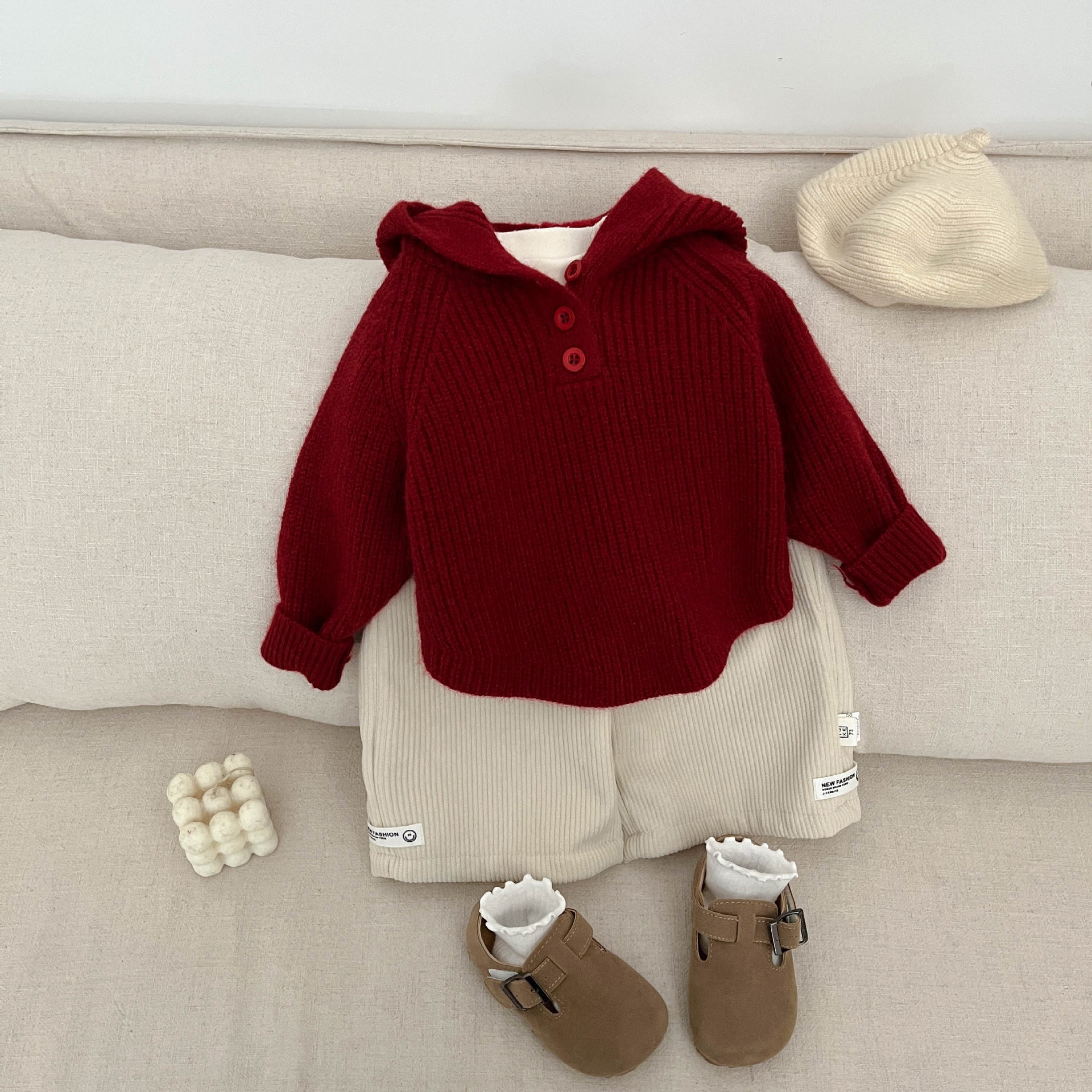 Thickened Hooded Knitted Pullover For Spring And Autumn