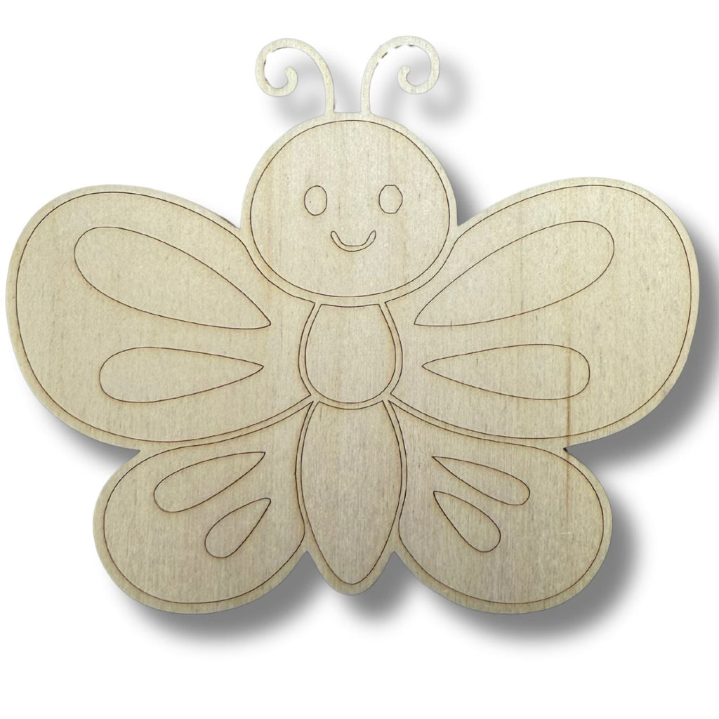 Unfinished Wood Etched Butterfly Shape | Paint By Line Crafts | up to 30" DIY