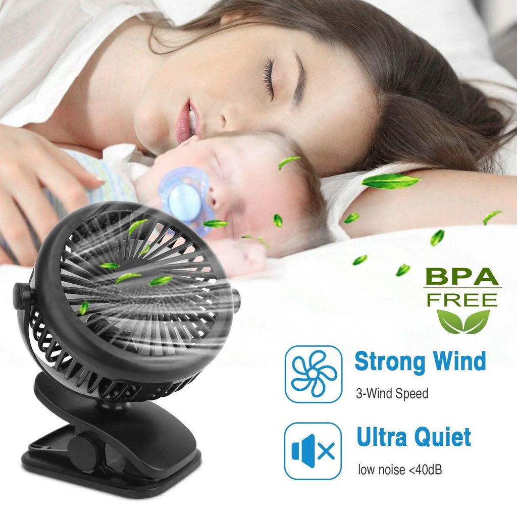 360 Degree Clip On Fan Quiet Rechargeable