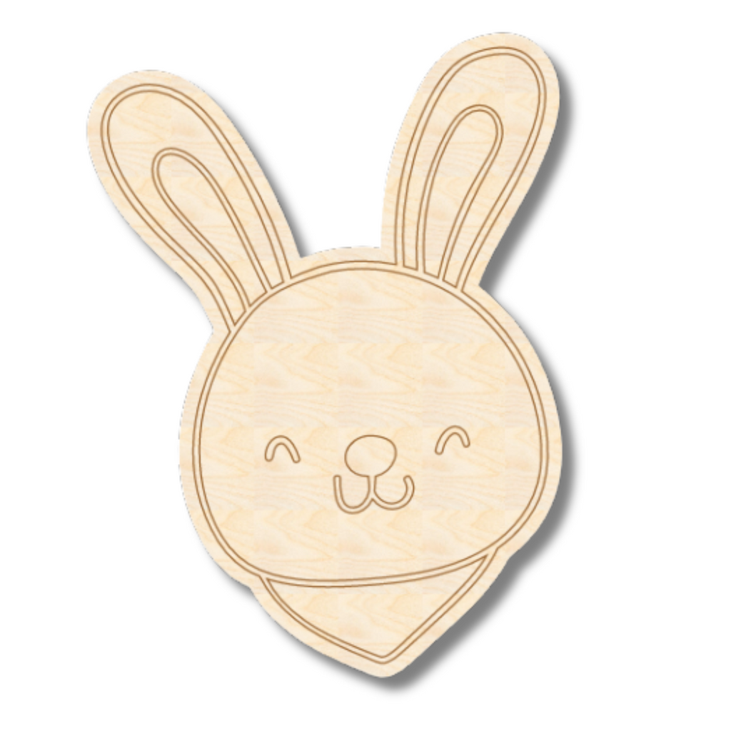 Unfinished Wood Etched Bunny Head Shape | Paint By Line Crafts | up to 30" DIY