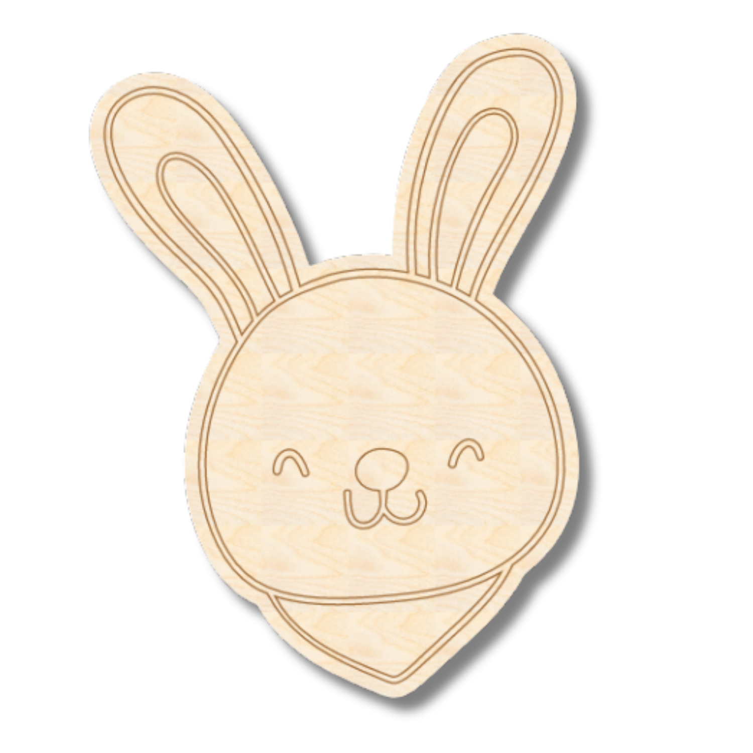 Unfinished Wood Etched Bunny Head Shape | Paint By Line Crafts | up to 30" DIY