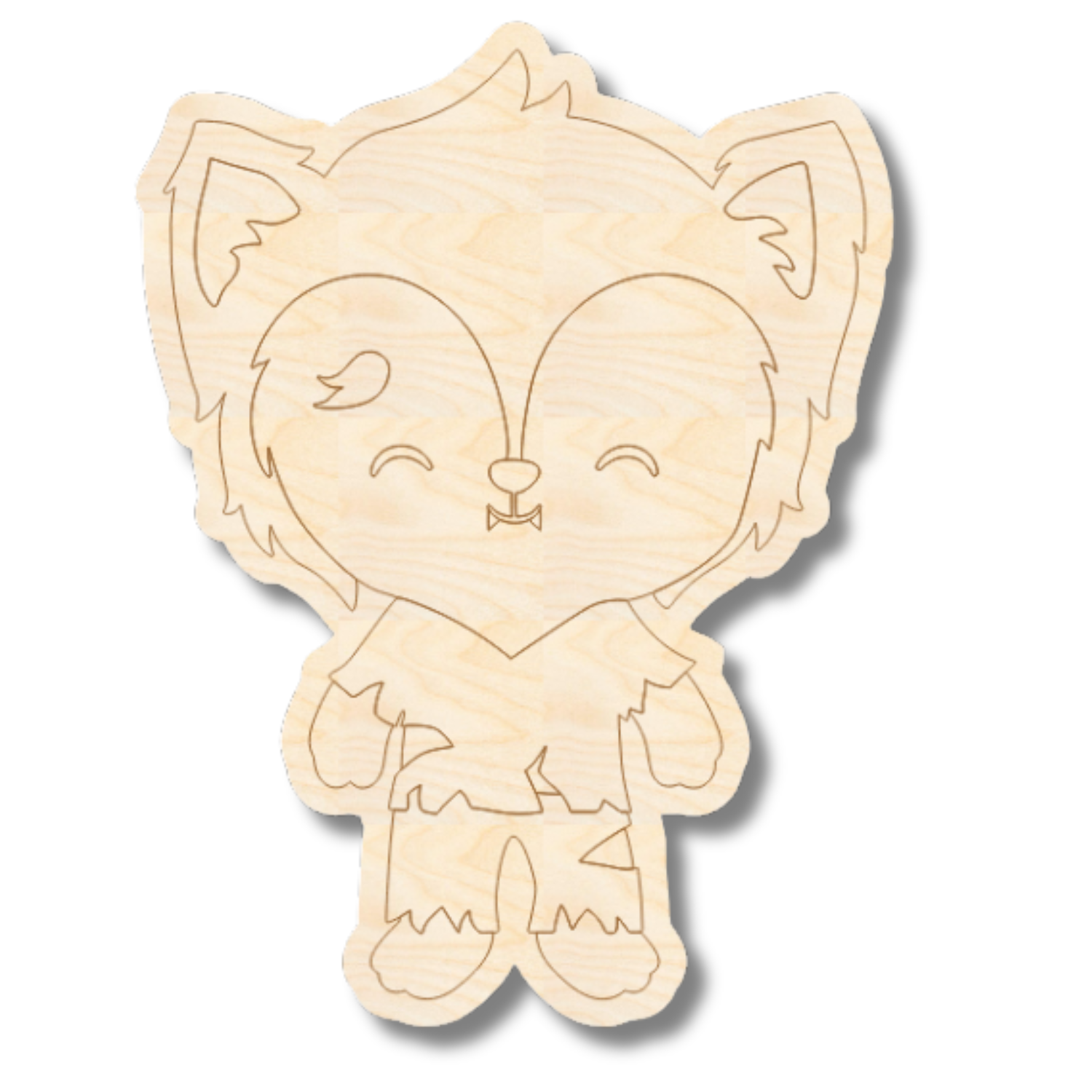 Unfinished Wood Etched Werewolf Shape | Paint By Line Crafts | up to 30" DIY