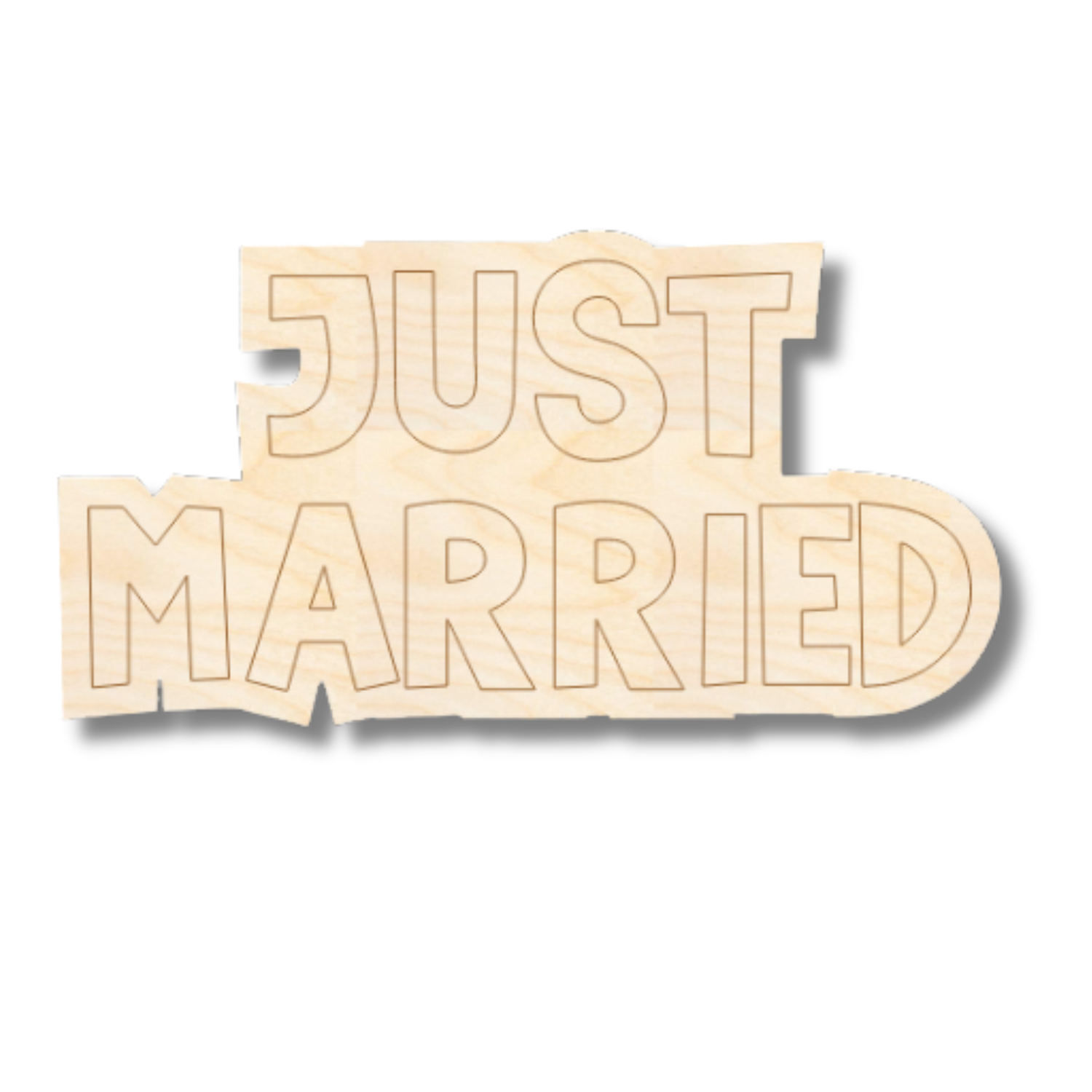 Unfinished Wood Etched Just Married Shape | Paint By Line Crafts | up to 30" DIY